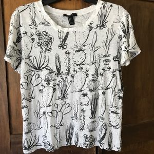 Linen Cactus Tee Black & White Large